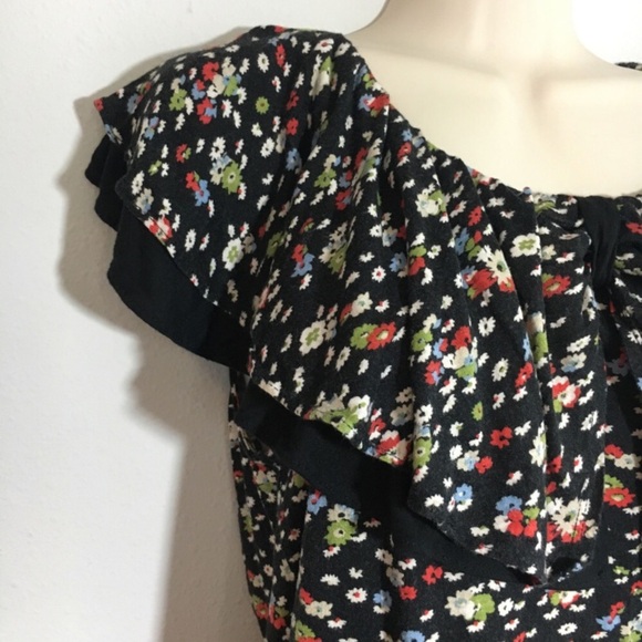 Anthropologie Ric Rac Blooming Corona Floral Ruffle Top Sleevless - Picture 4 of 8